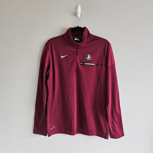 Nike FSU Seminoles Burgundy Dri-fit Long Sleeves Jacket Size M - Picture 1 of 8